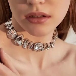 ⚜️[𝟯𝟬%𝗢𝗙𝗙|𝗯𝘂𝗻𝗱𝗹𝗲𝘀 𝟯+]⚜️Large Rhinestone Silver Tone Choker NEW